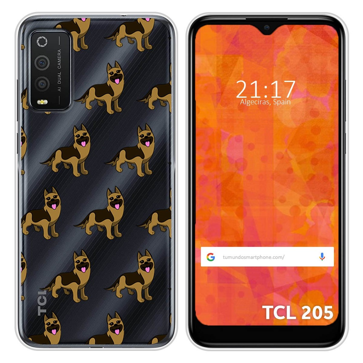Funda Silicona Transparente para TCL 205 diseño Perros 09 Dibujos