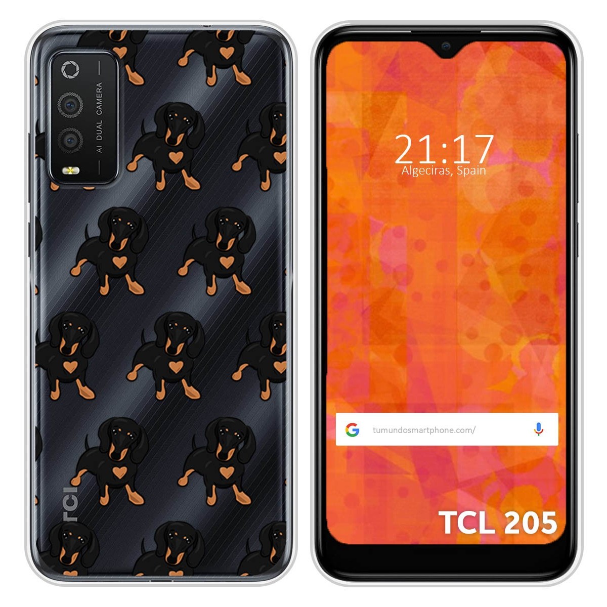 Funda Silicona Transparente para TCL 205 diseño Perros 10 Dibujos