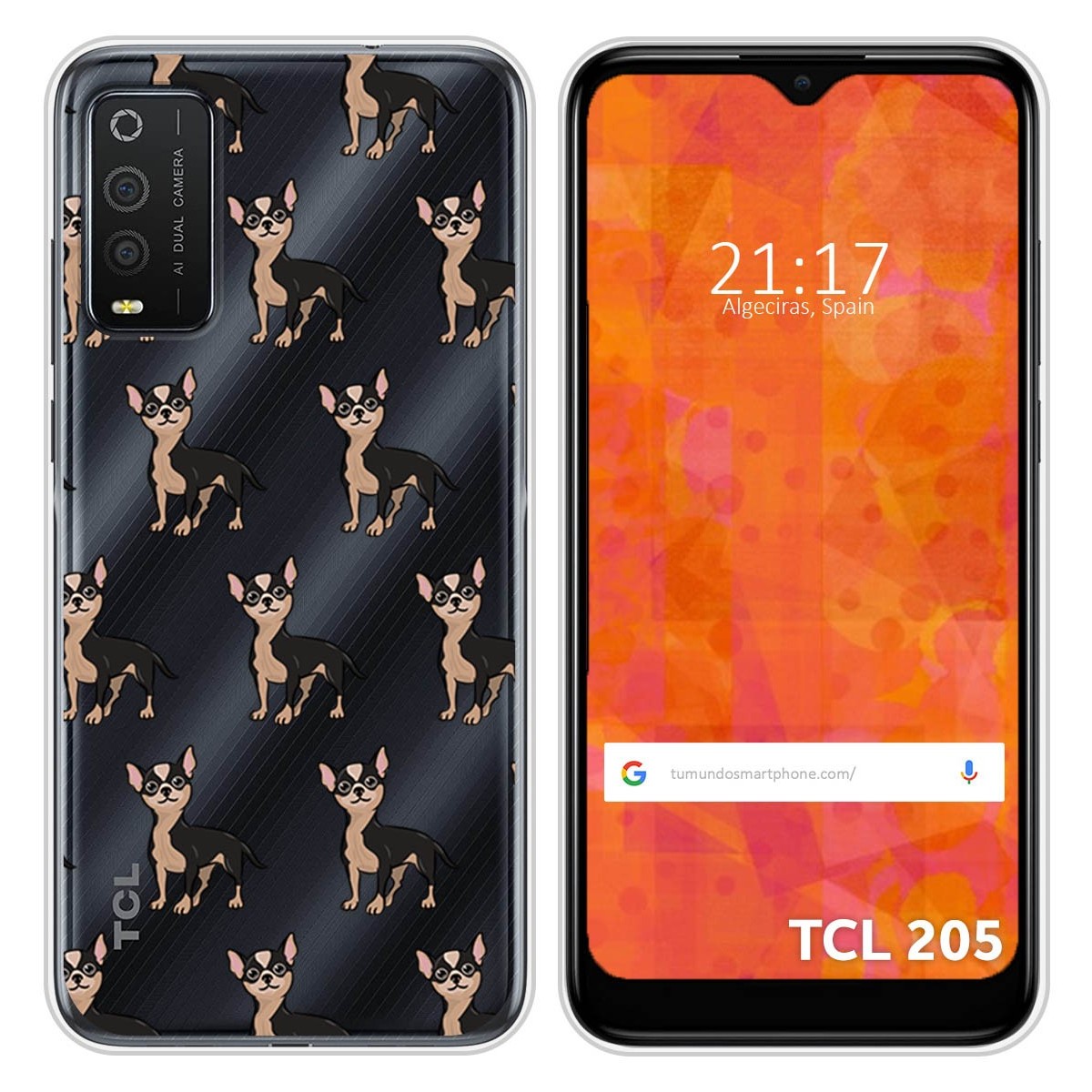 Funda Silicona Transparente para TCL 205 diseño Perros 11 Dibujos