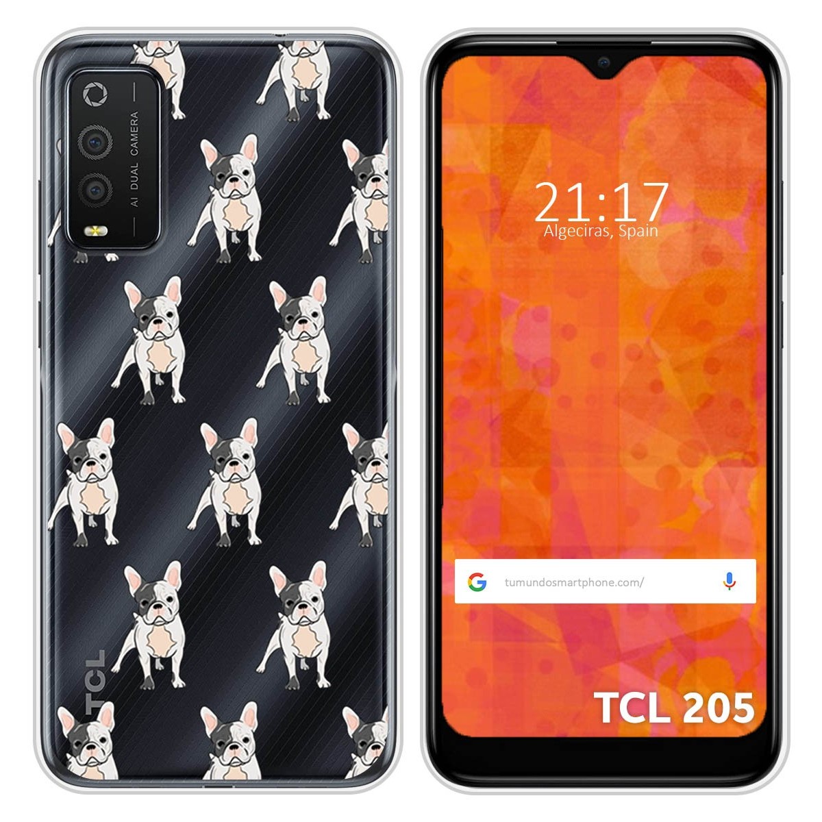 Funda Silicona Transparente para TCL 205 diseño Perros 12 Dibujos