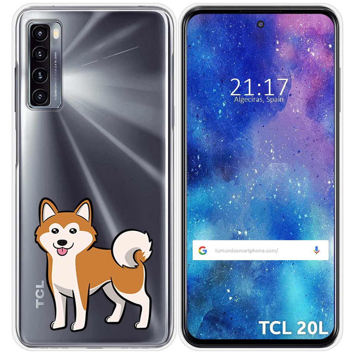 Funda Silicona Transparente para TCL 20L / 20L+ diseño Perros 02 Dibujos