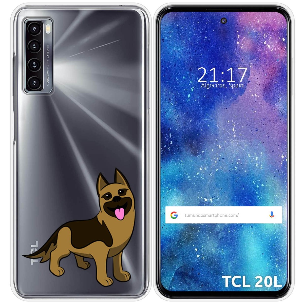 Funda Silicona Transparente para TCL 20L / 20L+ diseño Perros 03 Dibujos