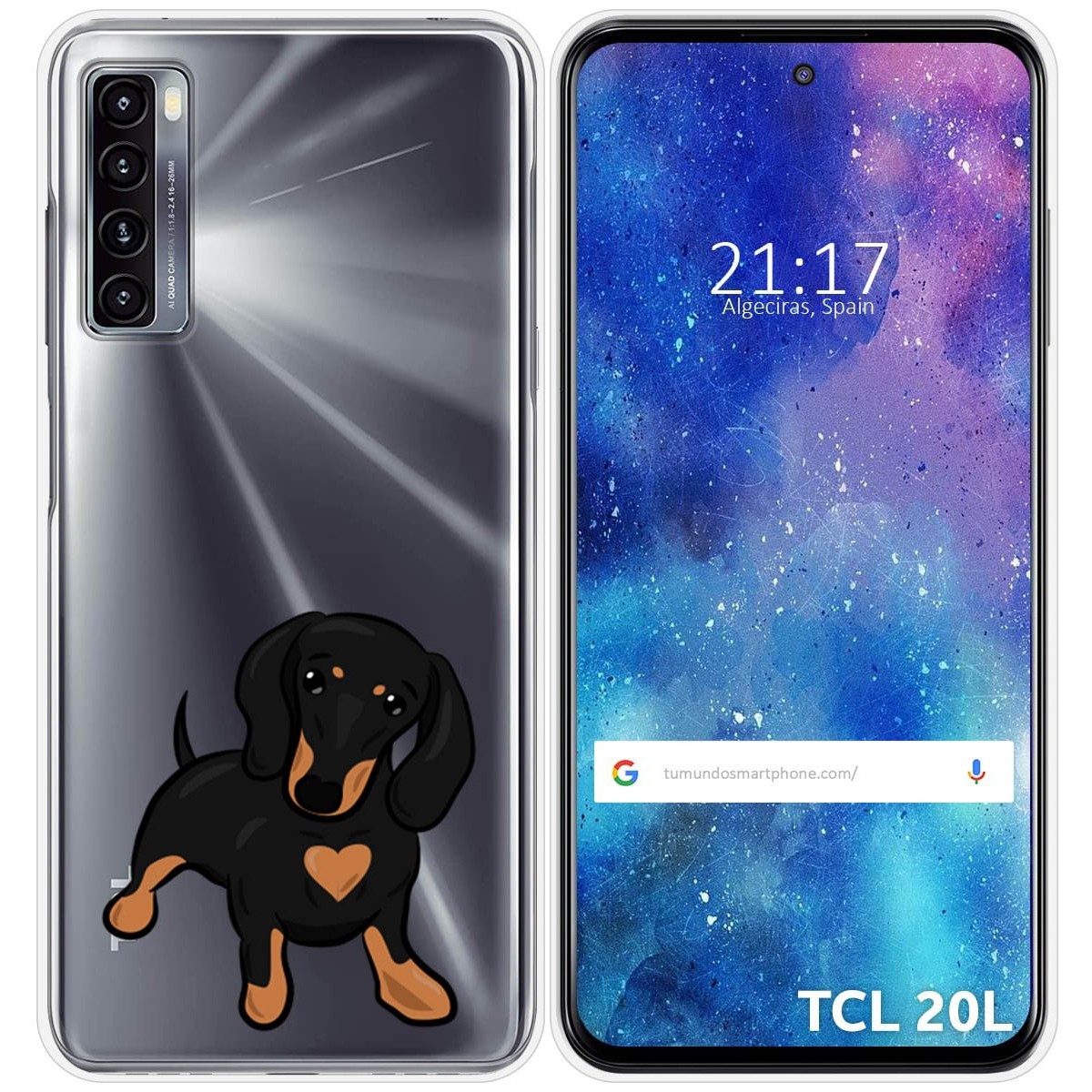 Funda Silicona Transparente para TCL 20L / 20L+ diseño Perros 04 Dibujos