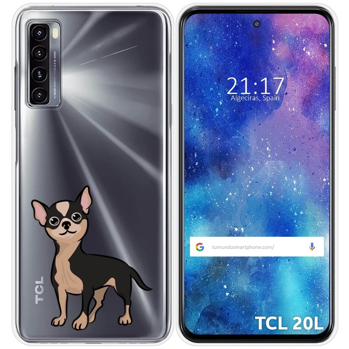Funda Silicona Transparente para TCL 20L / 20L+ diseño Perros 05 Dibujos