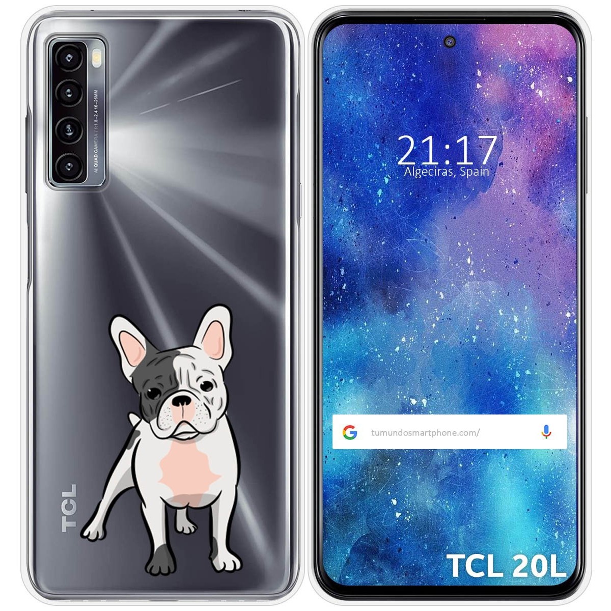 Funda Silicona Transparente para TCL 20L / 20L+ diseño Perros 06 Dibujos