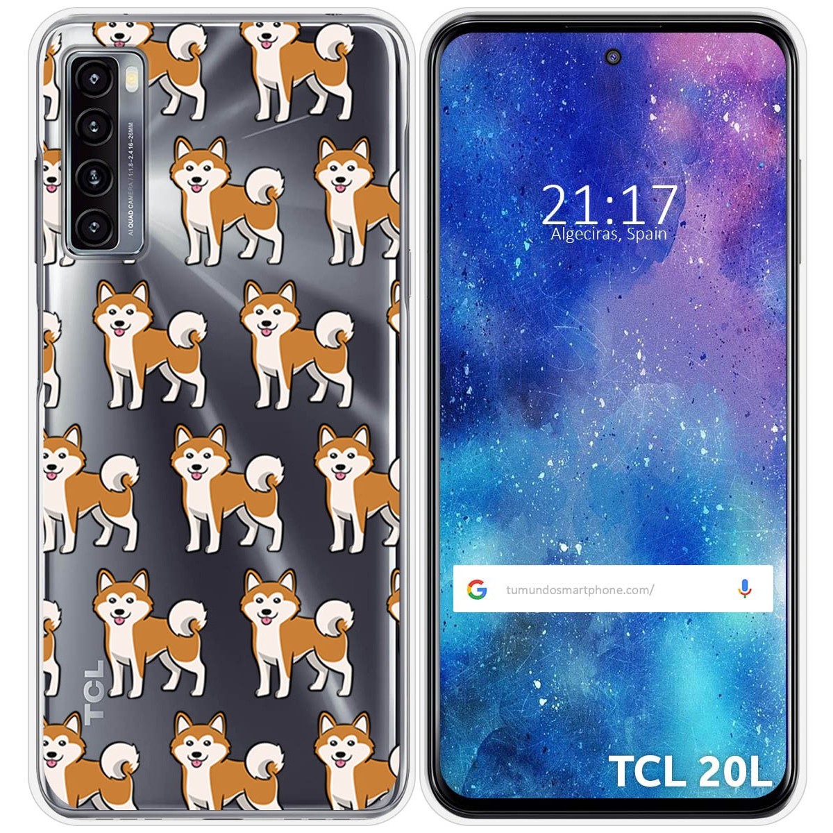 Funda Silicona Transparente para TCL 20L / 20L+ diseño Perros 08 Dibujos
