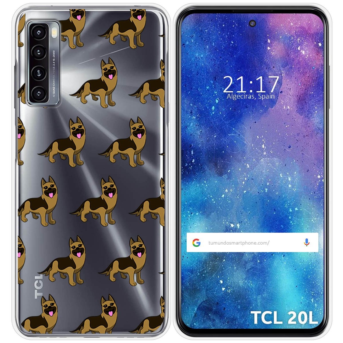 Funda Silicona Transparente para TCL 20L / 20L+ diseño Perros 09 Dibujos