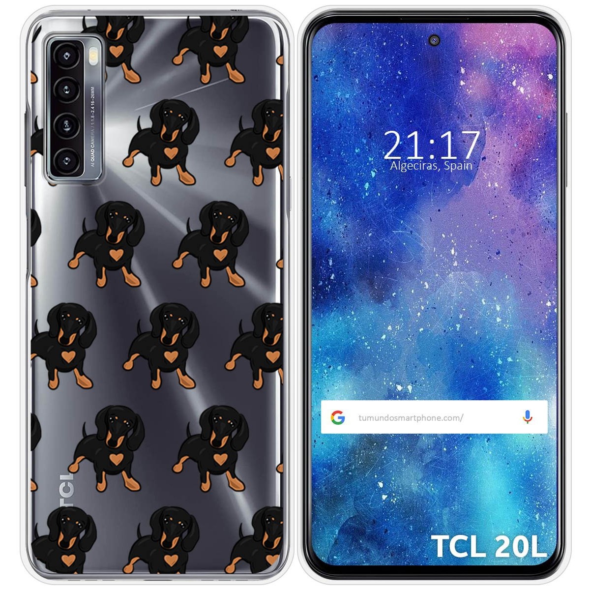 Funda Silicona Transparente para TCL 20L / 20L+ diseño Perros 10 Dibujos