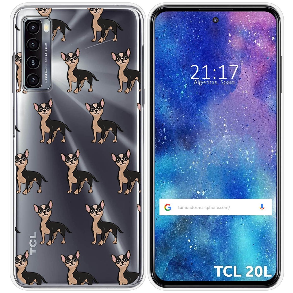 Funda Silicona Transparente para TCL 20L / 20L+ diseño Perros 11 Dibujos