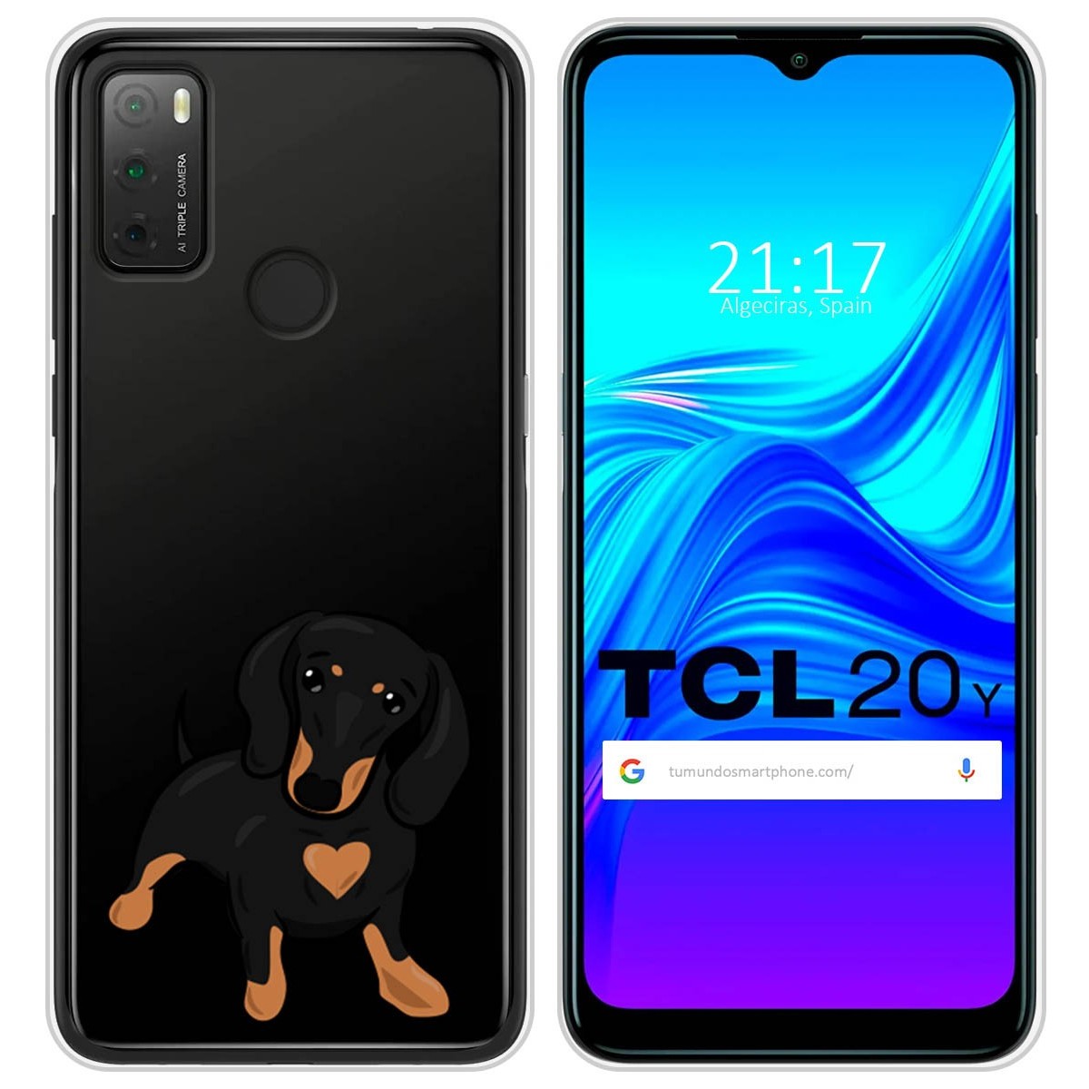 Funda Silicona Transparente para TCL 20Y diseño Perros 04 Dibujos