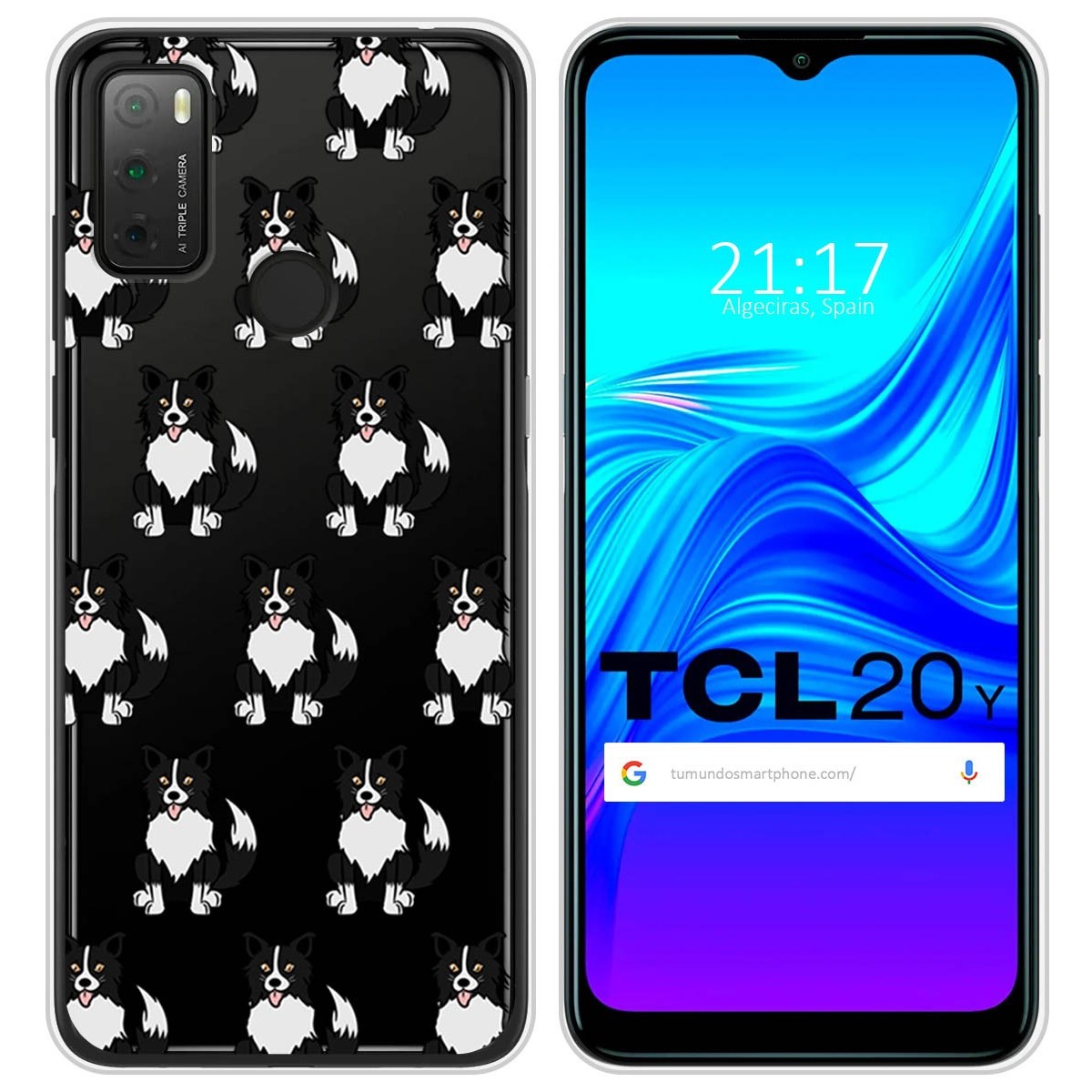 Funda Silicona Transparente para TCL 20Y diseño Perros 07 Dibujos