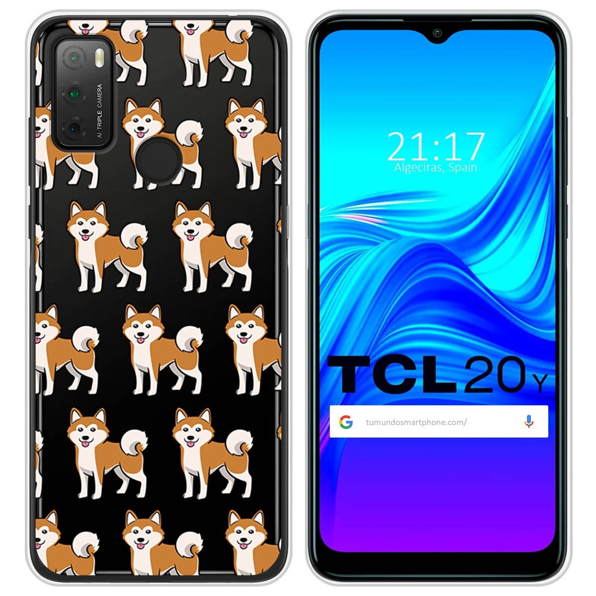 Funda Silicona Transparente para TCL 20Y diseño Perros 08 Dibujos