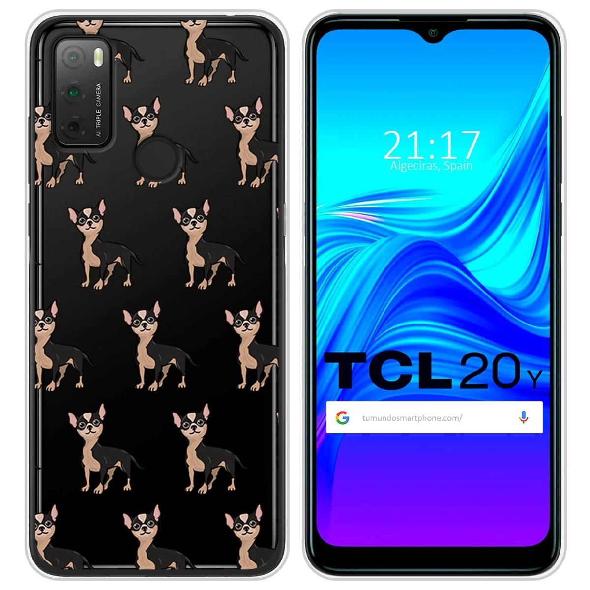 Funda Silicona Transparente para TCL 20Y diseño Perros 11 Dibujos