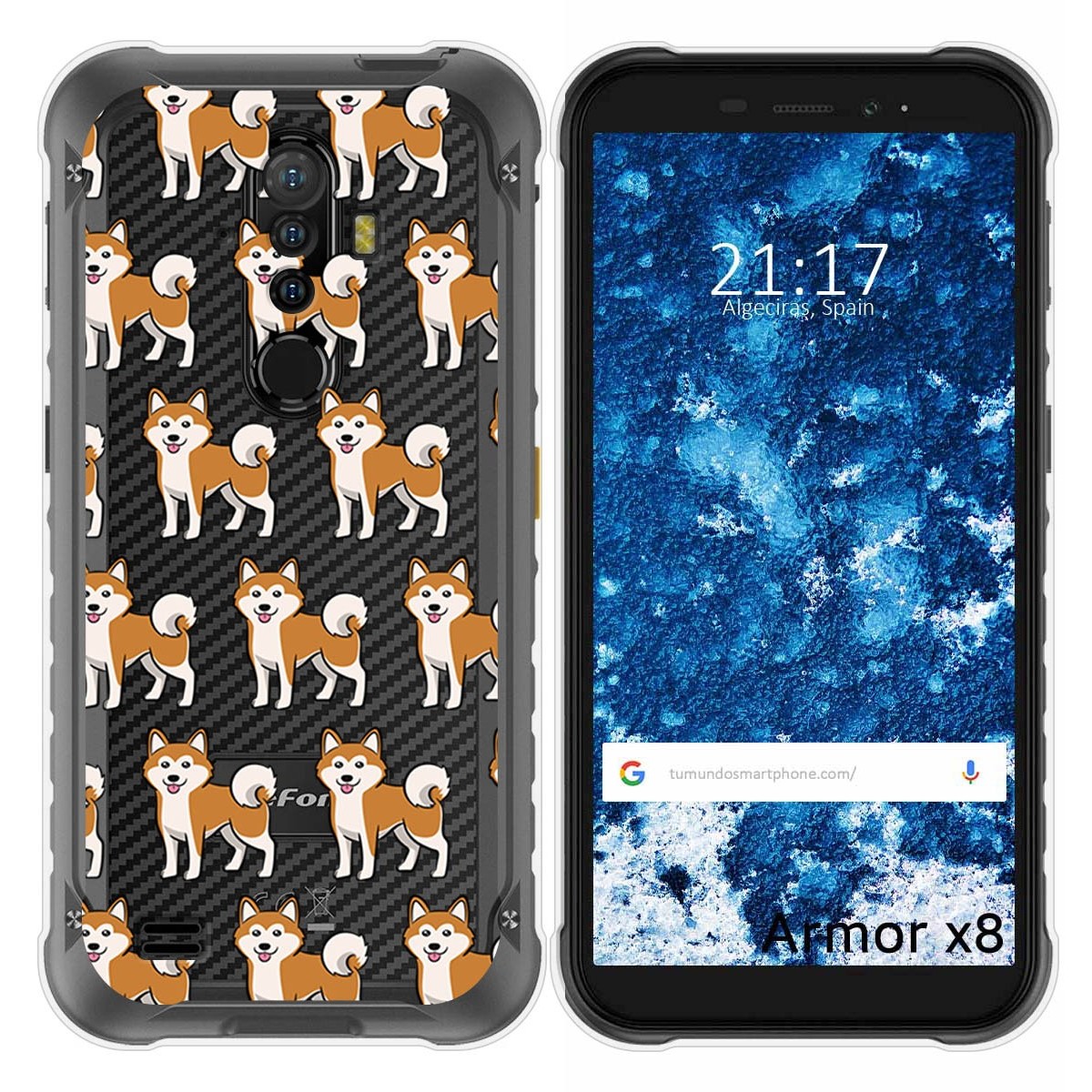 Funda Silicona Transparente para Ulefone Armor X8 diseño Perros 08 Dibujos