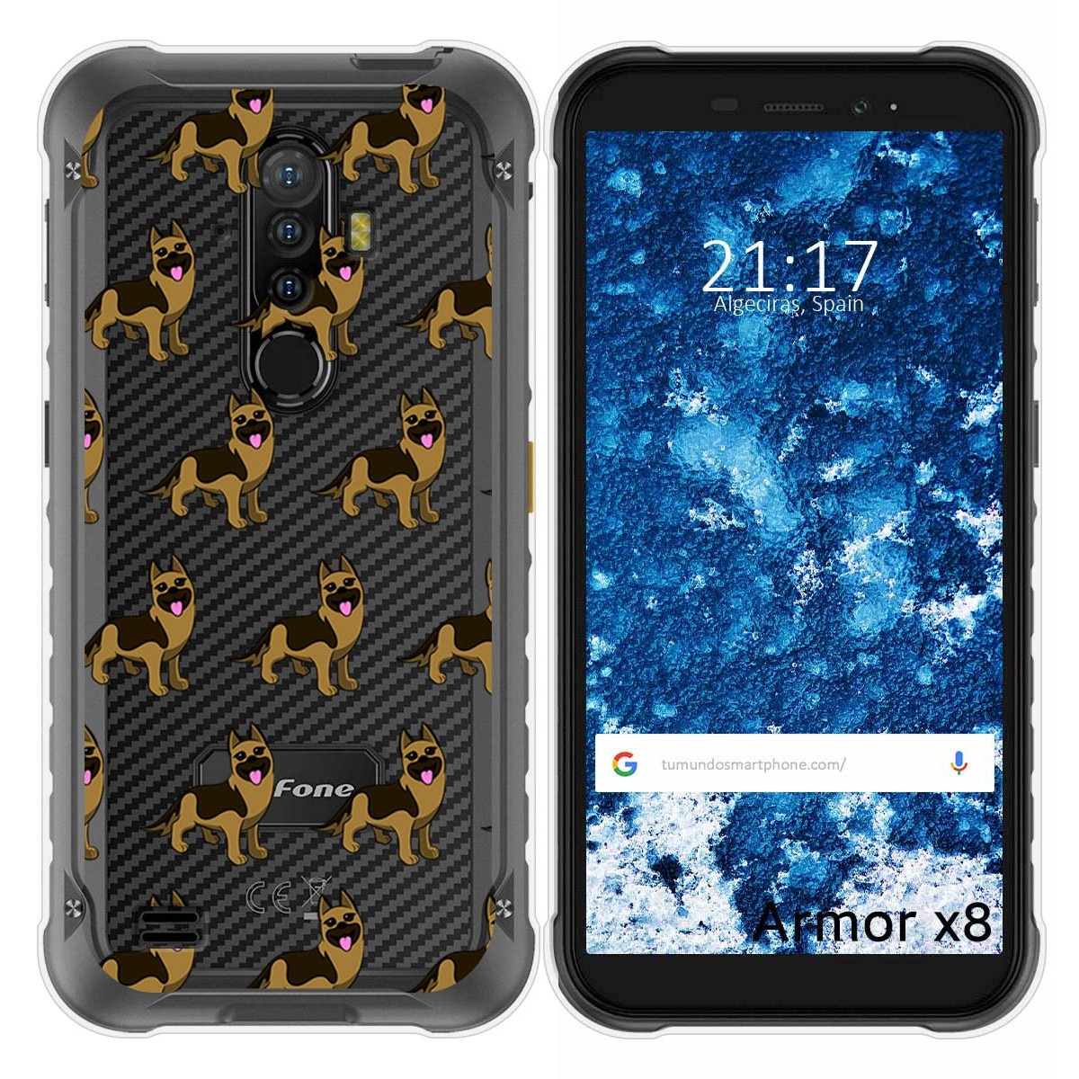 Funda Silicona Transparente para Ulefone Armor X8 diseño Perros 09 Dibujos