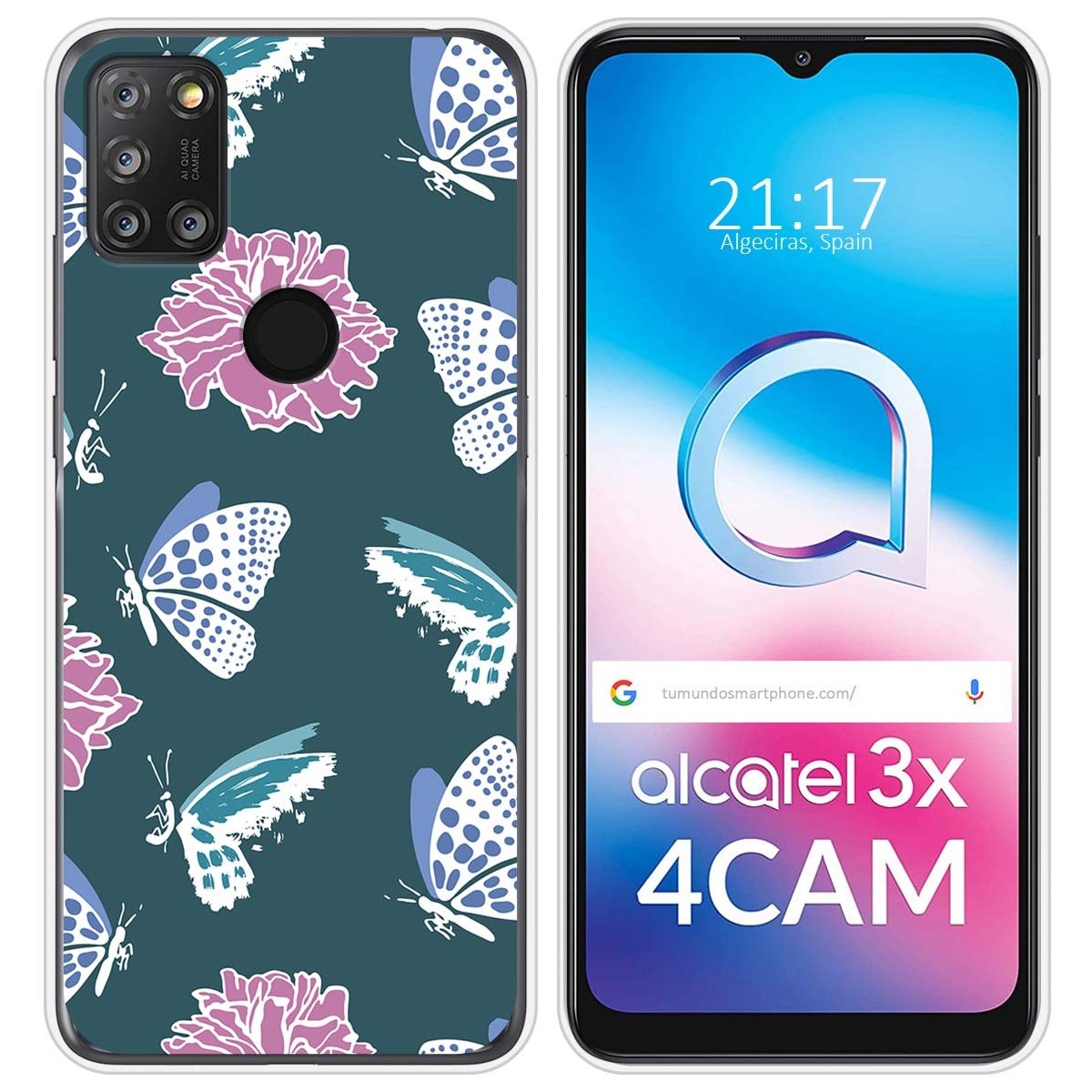 Funda Silicona Transparente para Alcatel 3X 4CAM diseño Flores 10 Dibujos