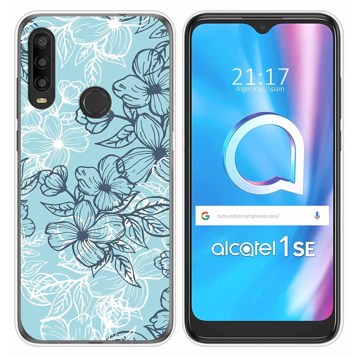 Funda Silicona Transparente para Alcatel 1SE 2020 diseño Flores 03 Dibujos