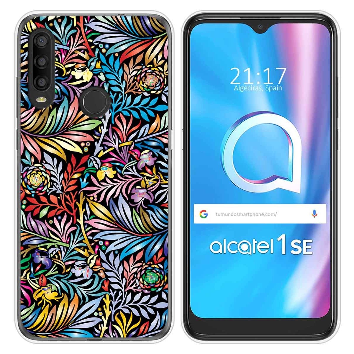 Funda Silicona Transparente para Alcatel 1SE 2020 diseño Flores 04 Dibujos