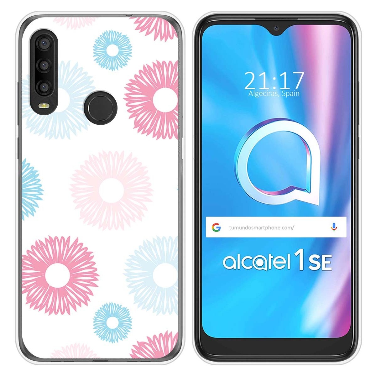 Funda Silicona Transparente para Alcatel 1SE 2020 diseño Flores 06 Dibujos