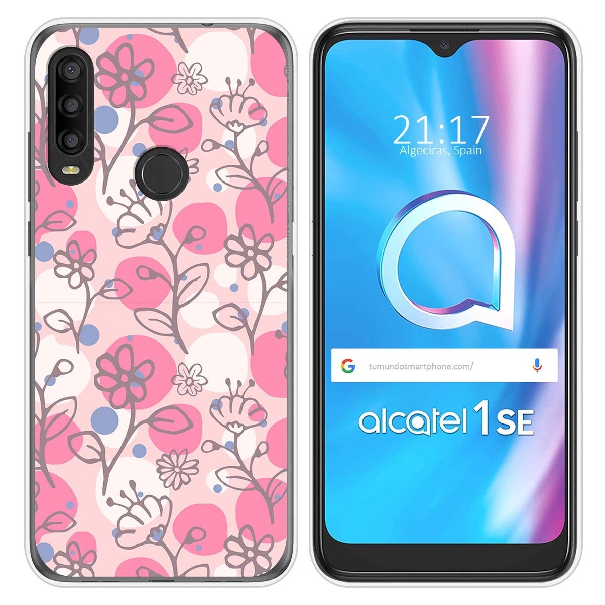 Funda Silicona Transparente para Alcatel 1SE 2020 diseño Flores 07 Dibujos