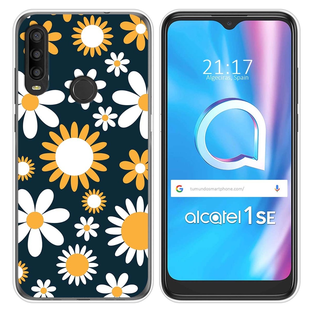 Funda Silicona Transparente para Alcatel 1SE 2020 diseño Flores 08 Dibujos