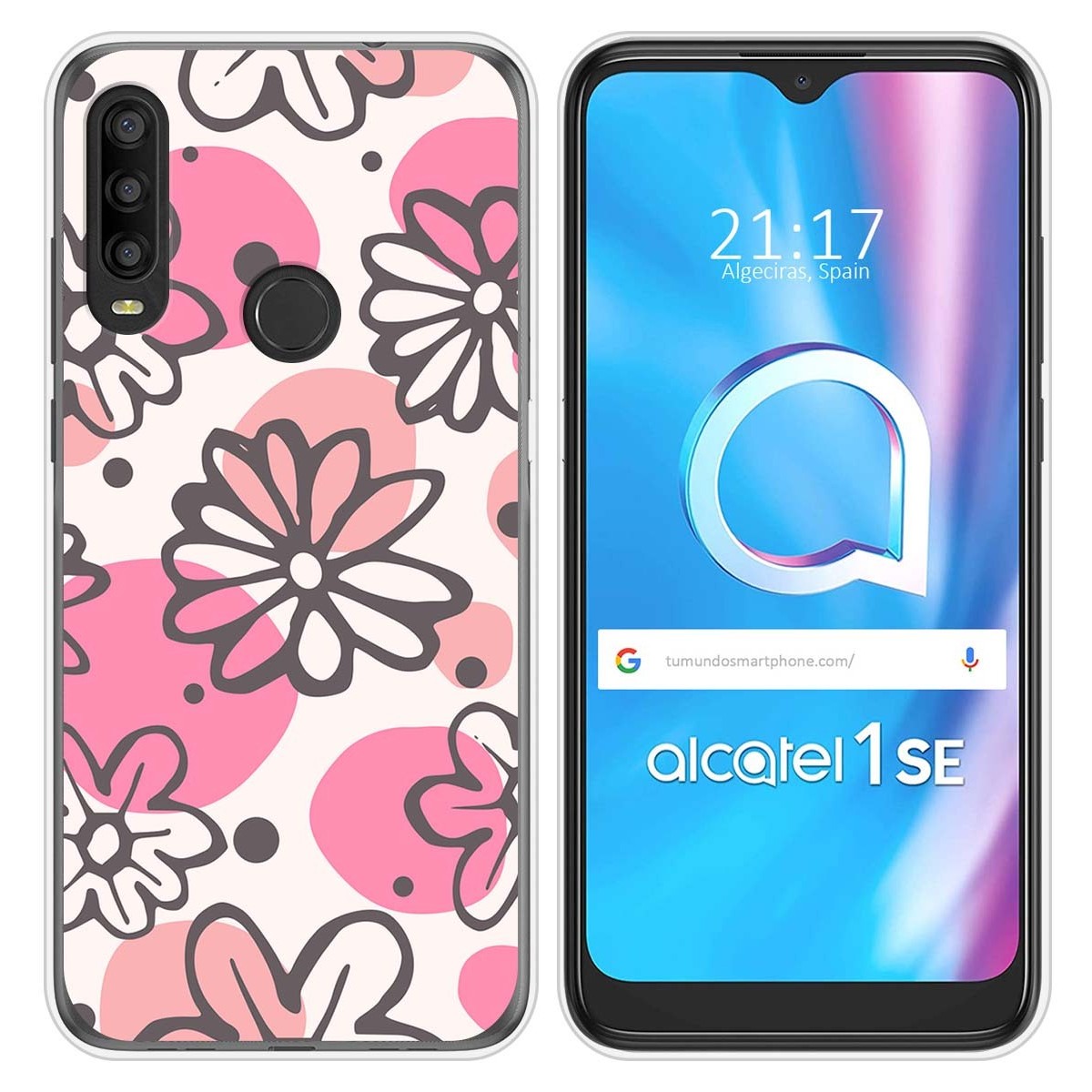 Funda Silicona Transparente para Alcatel 1SE 2020 diseño Flores 09 Dibujos