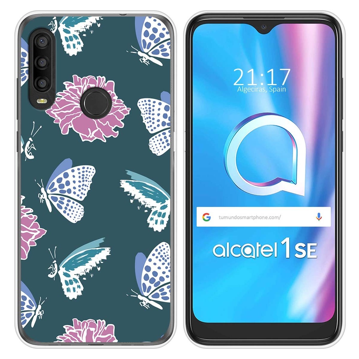 Funda Silicona Transparente para Alcatel 1SE 2020 diseño Flores 10 Dibujos