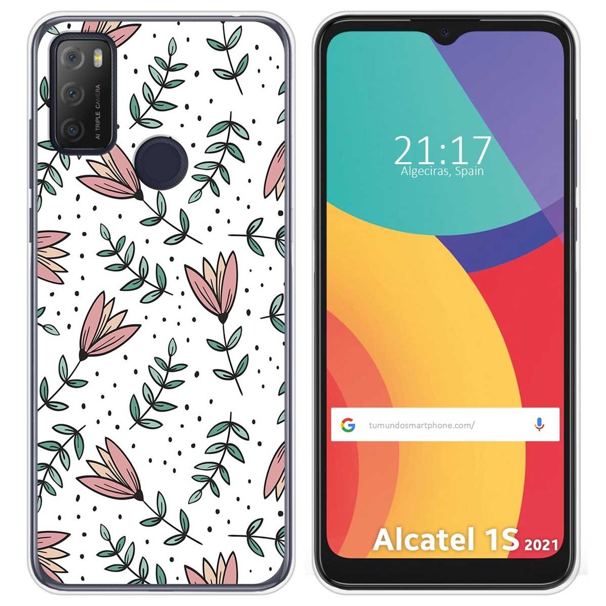 Funda Silicona Transparente para Alcatel 1S 2021 / 3L 2021 diseño Flores 01 Dibujos