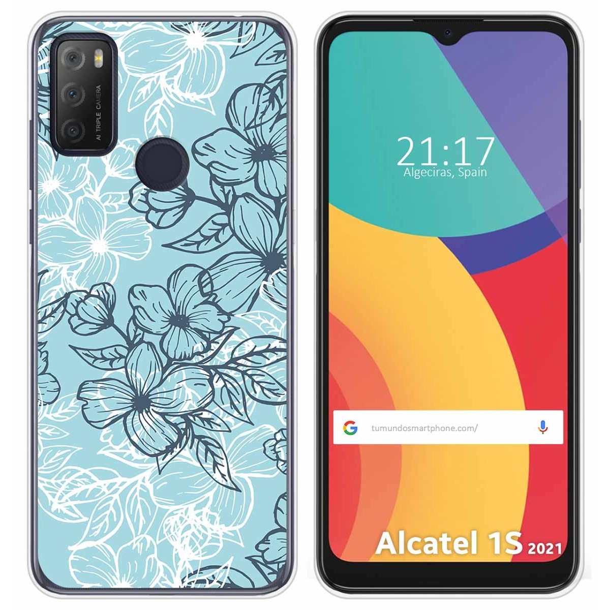 Funda Silicona Transparente para Alcatel 1S 2021 / 3L 2021 diseño Flores 03 Dibujos