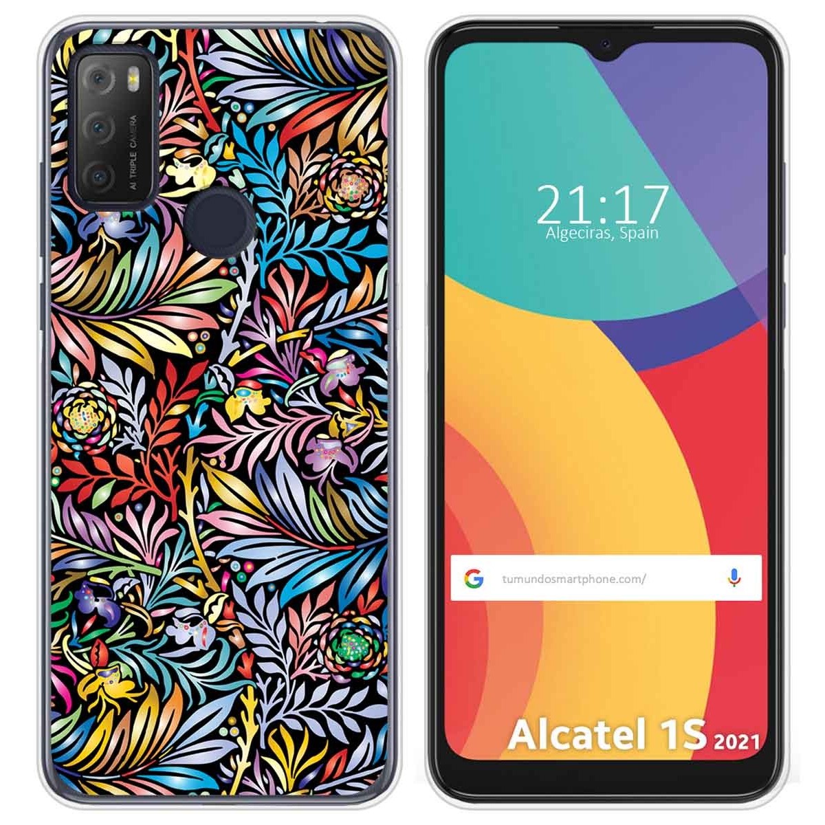 Funda Silicona Transparente para Alcatel 1S 2021 / 3L 2021 diseño Flores 04 Dibujos