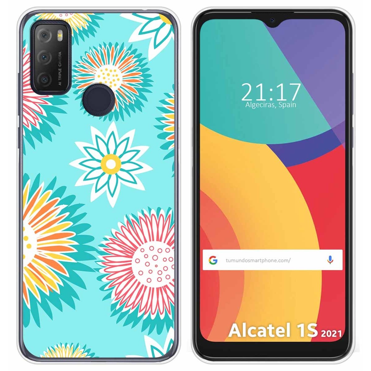 Funda Silicona Transparente para Alcatel 1S 2021 / 3L 2021 diseño Flores 05 Dibujos