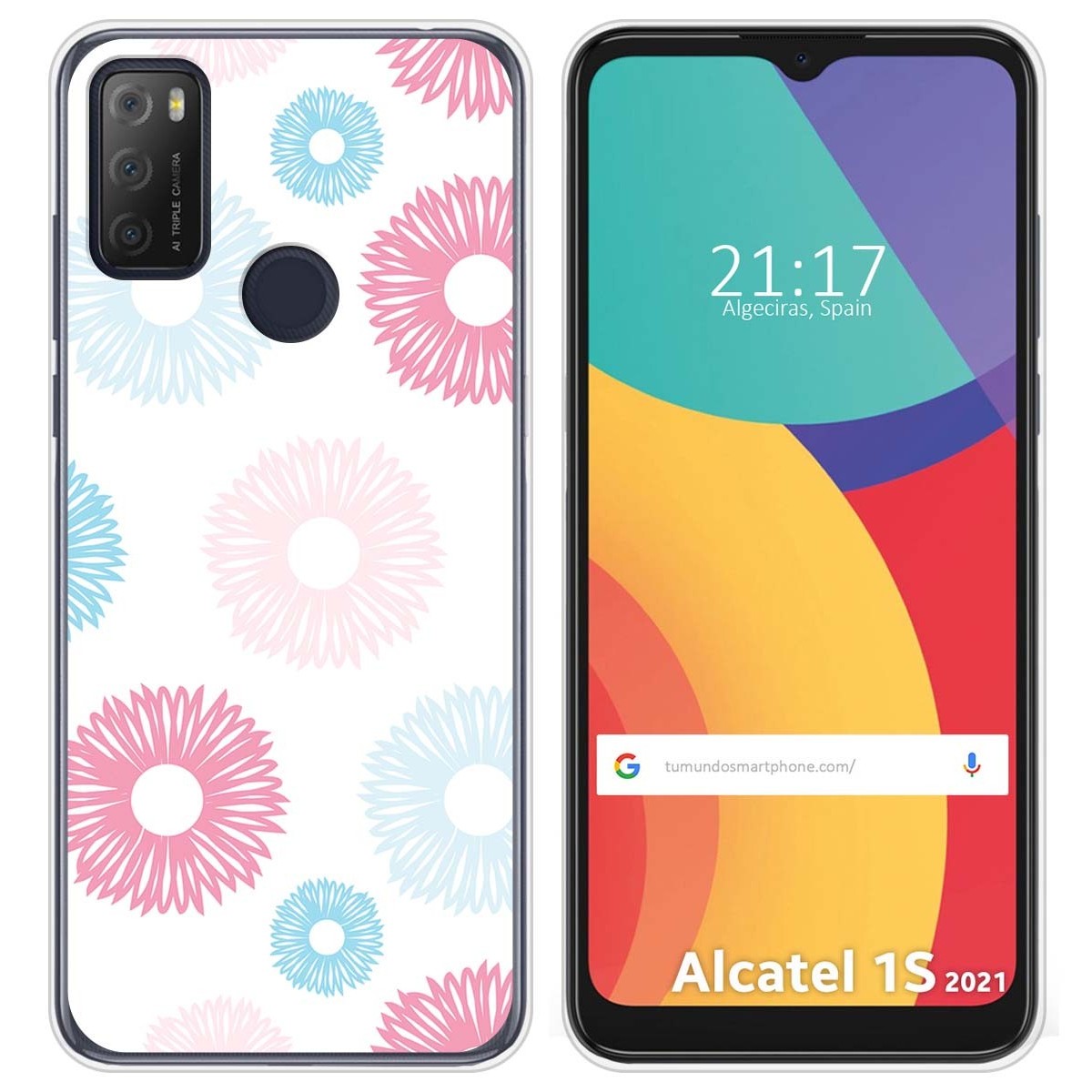 Funda Silicona Transparente para Alcatel 1S 2021 / 3L 2021 diseño Flores 06 Dibujos