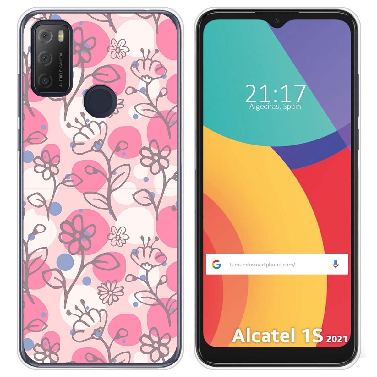 Funda Silicona Transparente para Alcatel 1S 2021 / 3L 2021 diseño Flores 07 Dibujos