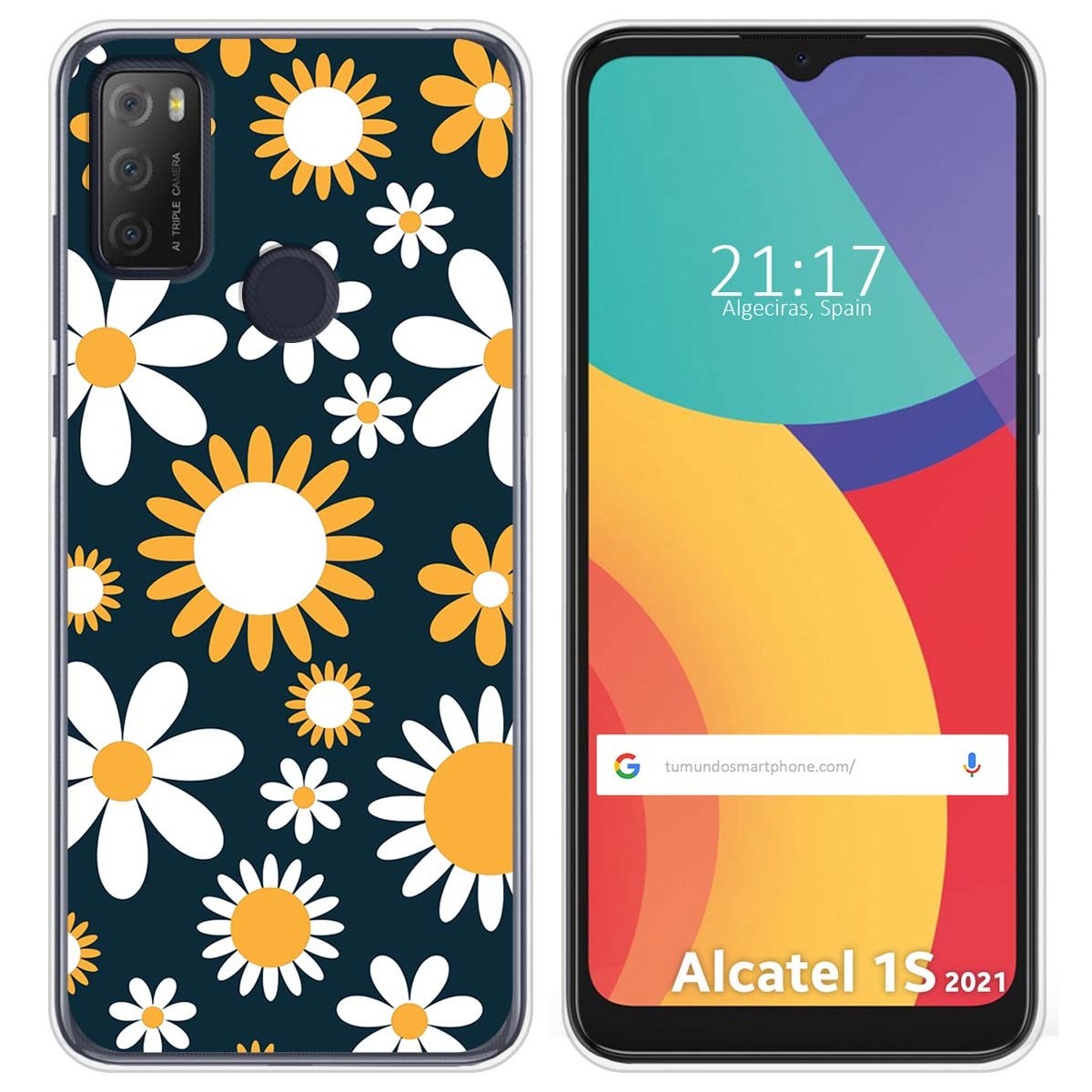 Funda Silicona Transparente para Alcatel 1S 2021 / 3L 2021 diseño Flores 08 Dibujos