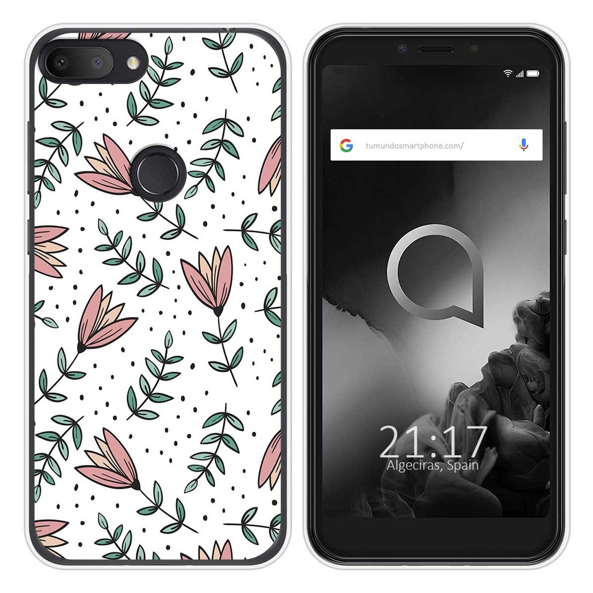 Funda Silicona Transparente para Alcatel 1S 2019 diseño Flores 01 Dibujos