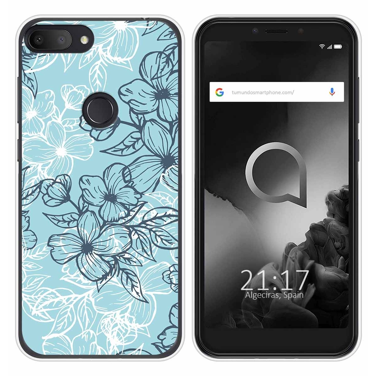 Funda Silicona Transparente para Alcatel 1S 2019 diseño Flores 03 Dibujos