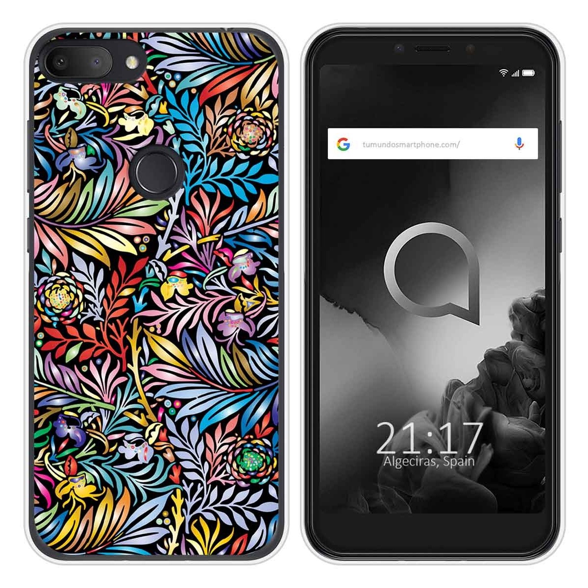 Funda Silicona Transparente para Alcatel 1S 2019 diseño Flores 04 Dibujos