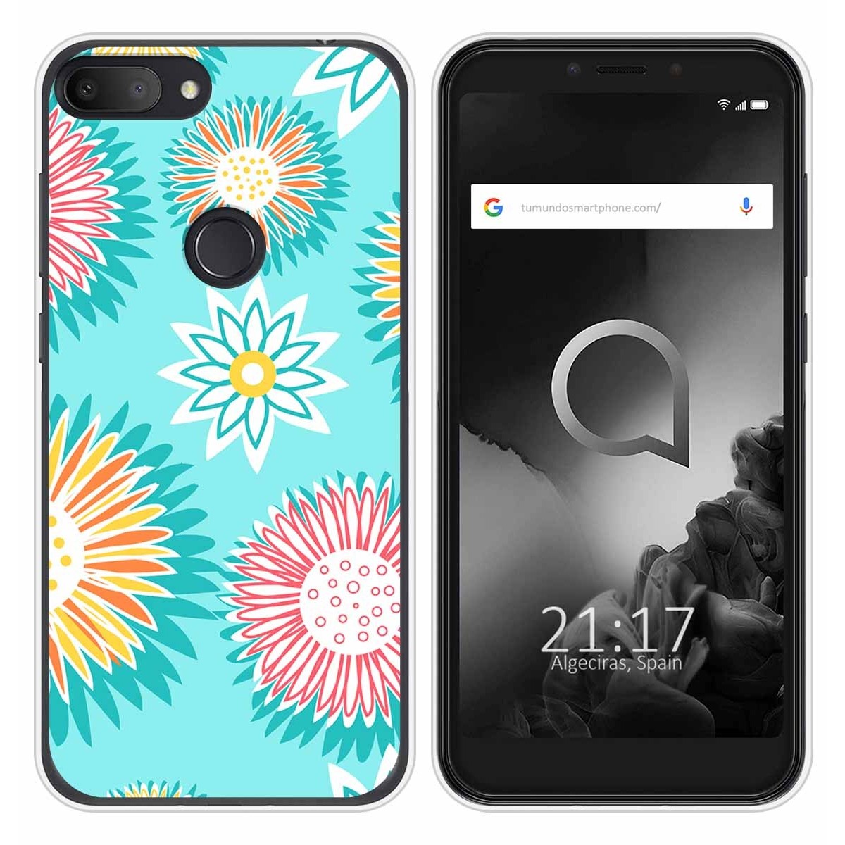 Funda Silicona Transparente para Alcatel 1S 2019 diseño Flores 05 Dibujos