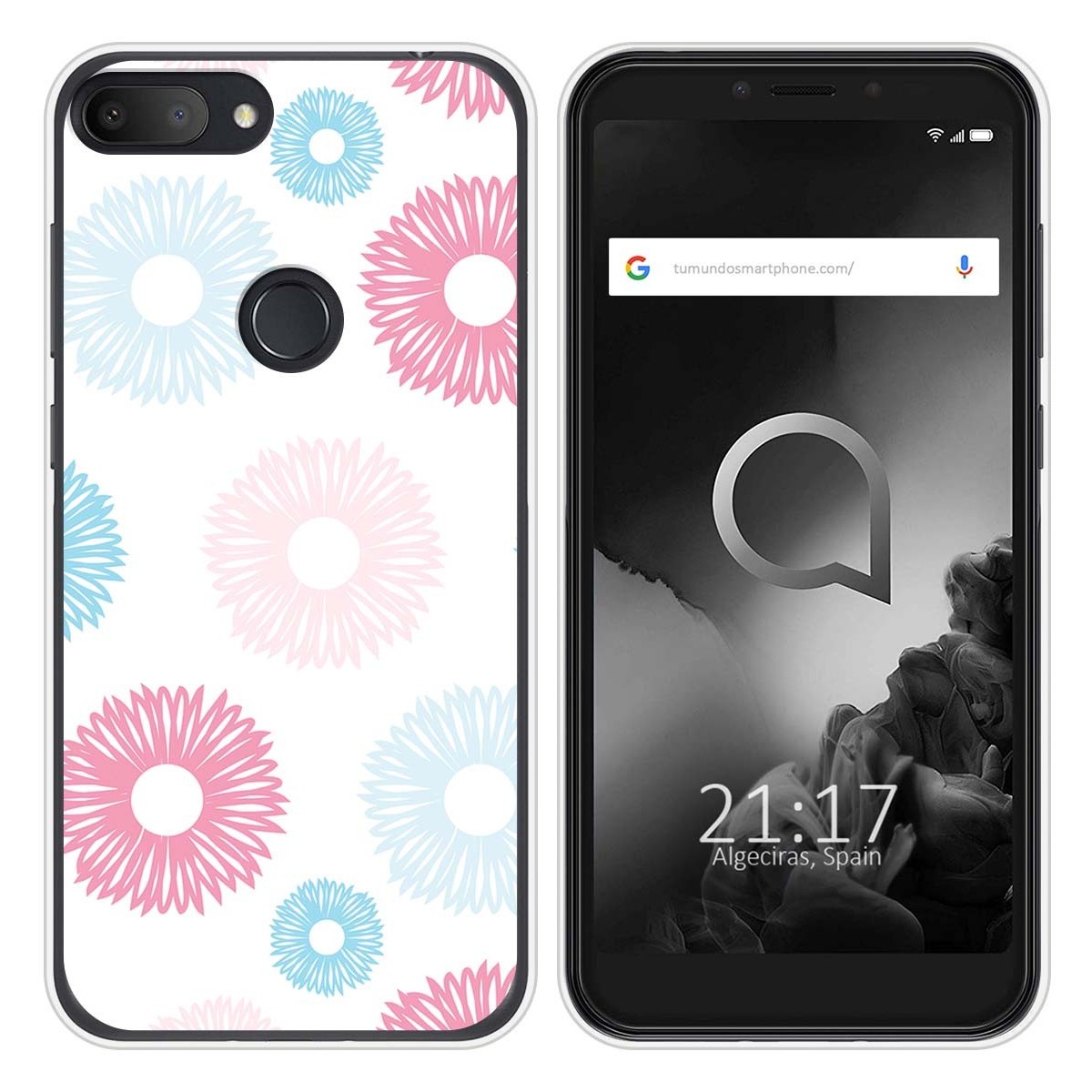 Funda Silicona Transparente para Alcatel 1S 2019 diseño Flores 06 Dibujos