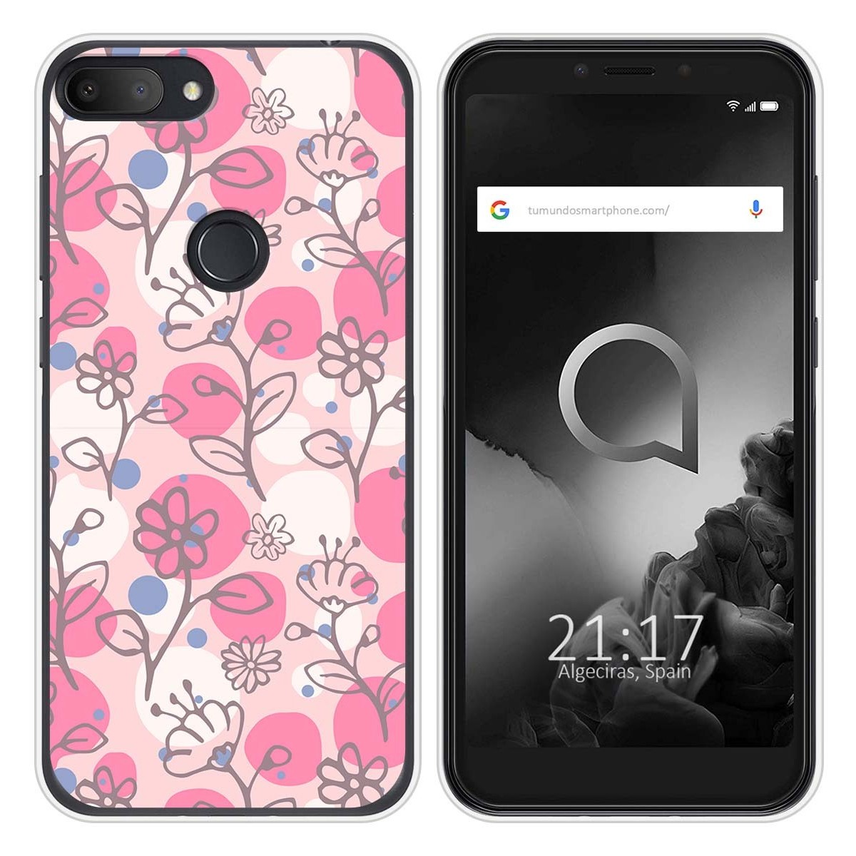 Funda Silicona Transparente para Alcatel 1S 2019 diseño Flores 07 Dibujos