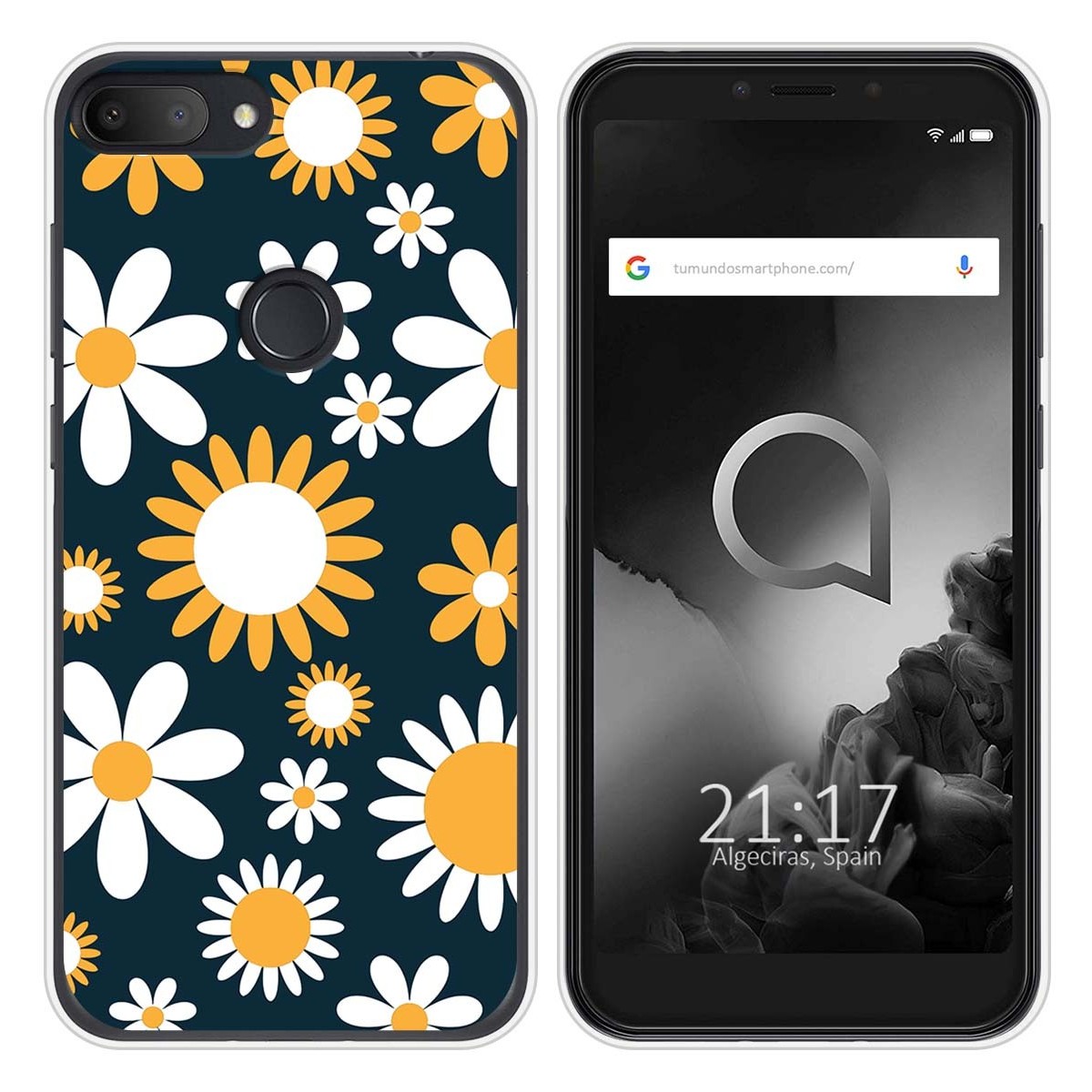 Funda Silicona Transparente para Alcatel 1S 2019 diseño Flores 08 Dibujos