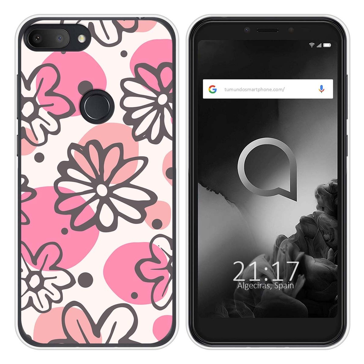Funda Silicona Transparente para Alcatel 1S 2019 diseño Flores 09 Dibujos