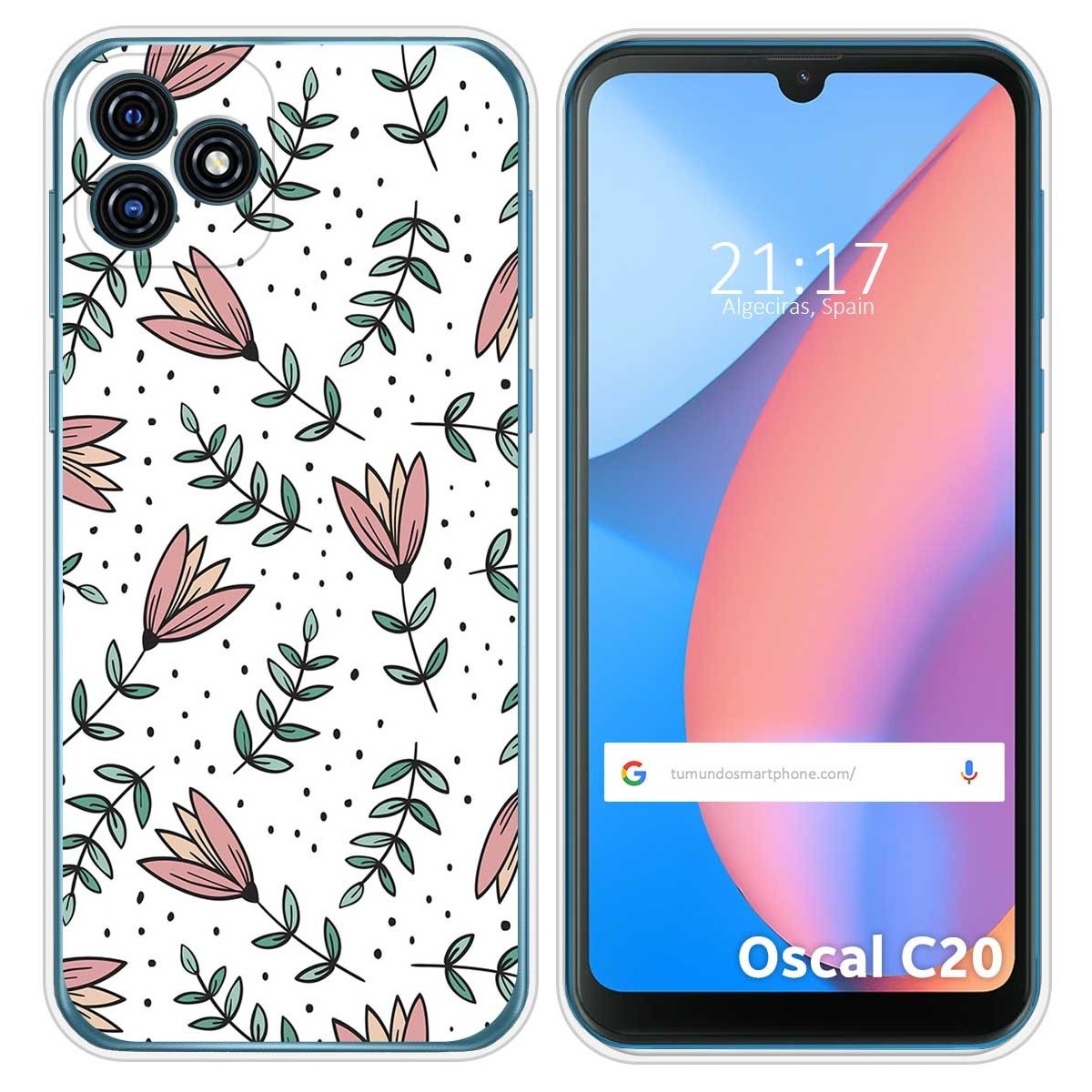 Funda Silicona Transparente para Blackview Oscal C20 / C20 Pro diseño Flores 01 Dibujos