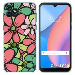 Funda Silicona Transparente para Blackview Oscal C20 / C20 Pro diseño Flores 02 Dibujos