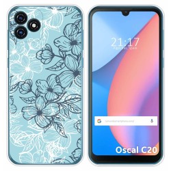 Funda Silicona Transparente para Blackview Oscal C20 / C20 Pro diseño Flores 03 Dibujos