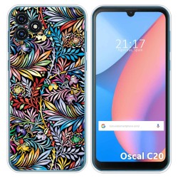 Funda Silicona Transparente para Blackview Oscal C20 / C20 Pro diseño Flores 04 Dibujos