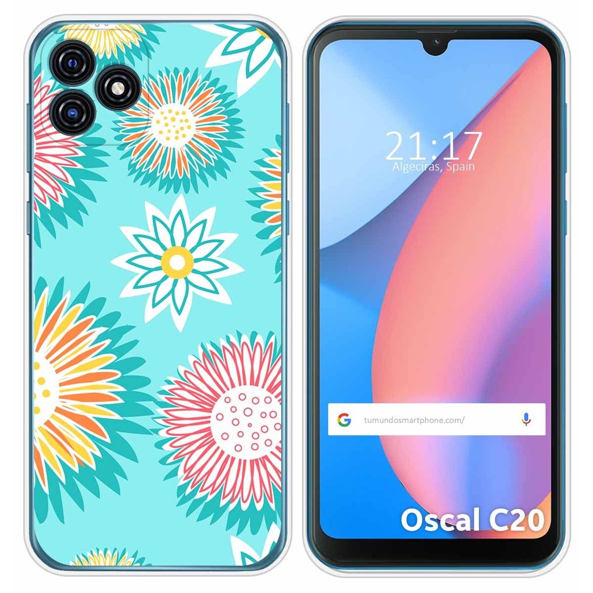 Funda Silicona Transparente para Blackview Oscal C20 / C20 Pro diseño Flores 05 Dibujos