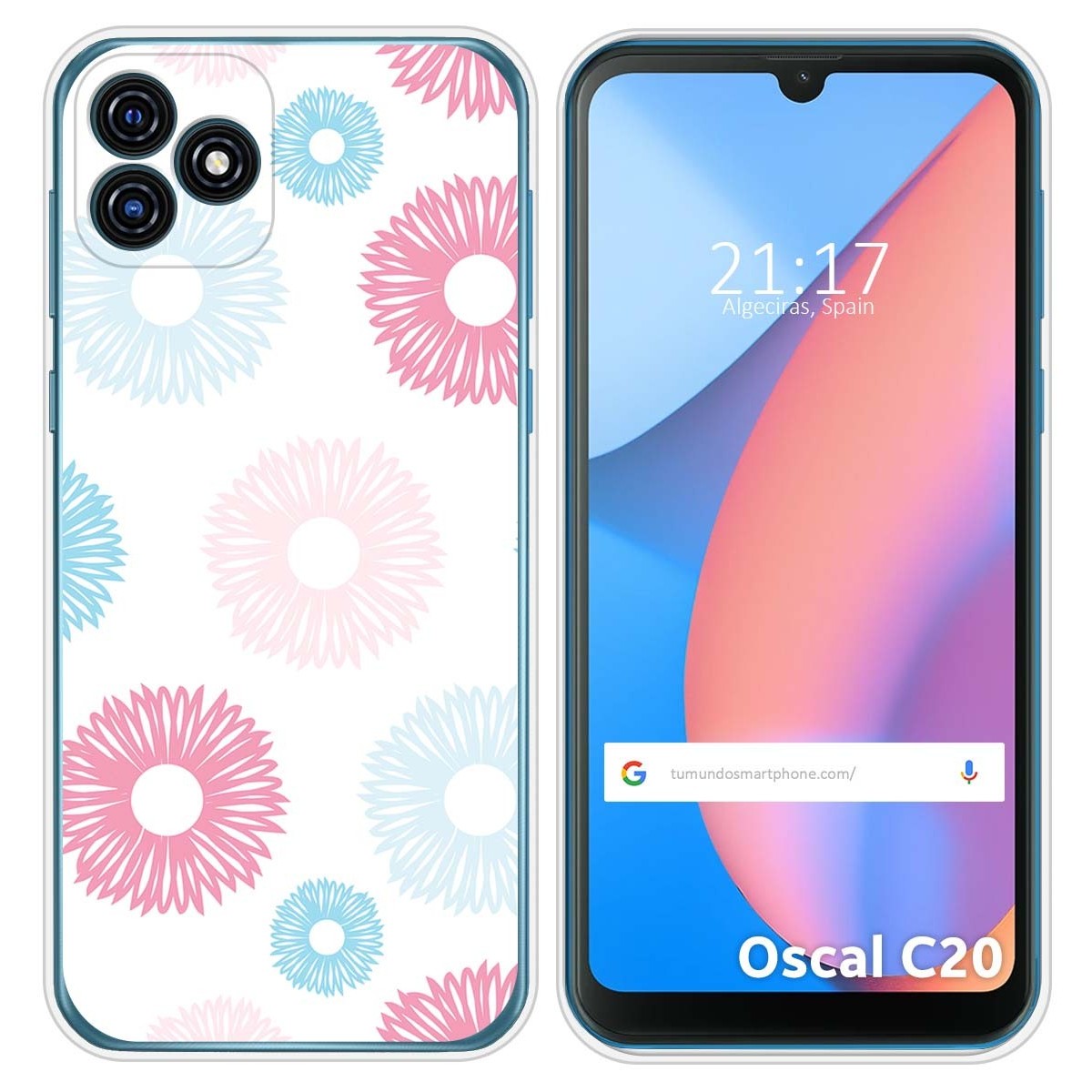 Funda Silicona Transparente para Blackview Oscal C20 / C20 Pro diseño Flores 06 Dibujos