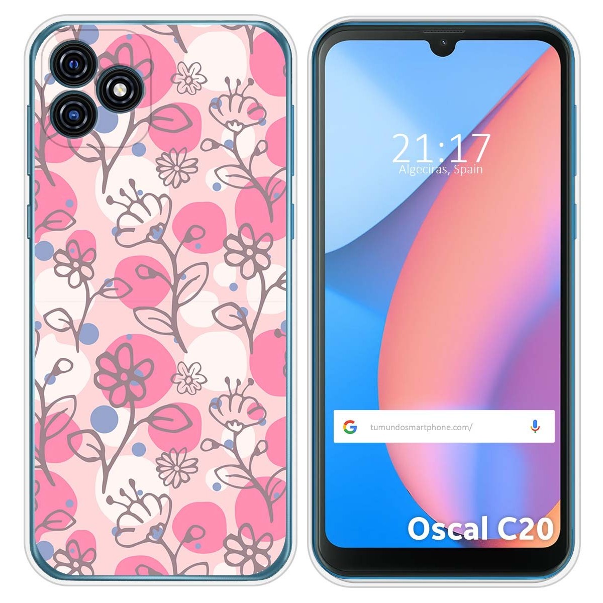 Funda Silicona Transparente para Blackview Oscal C20 / C20 Pro diseño Flores 07 Dibujos