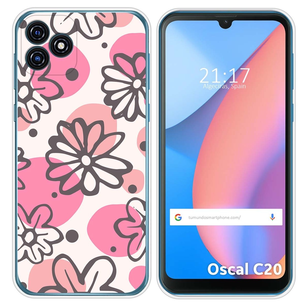Funda Silicona Transparente para Blackview Oscal C20 / C20 Pro diseño Flores 09 Dibujos